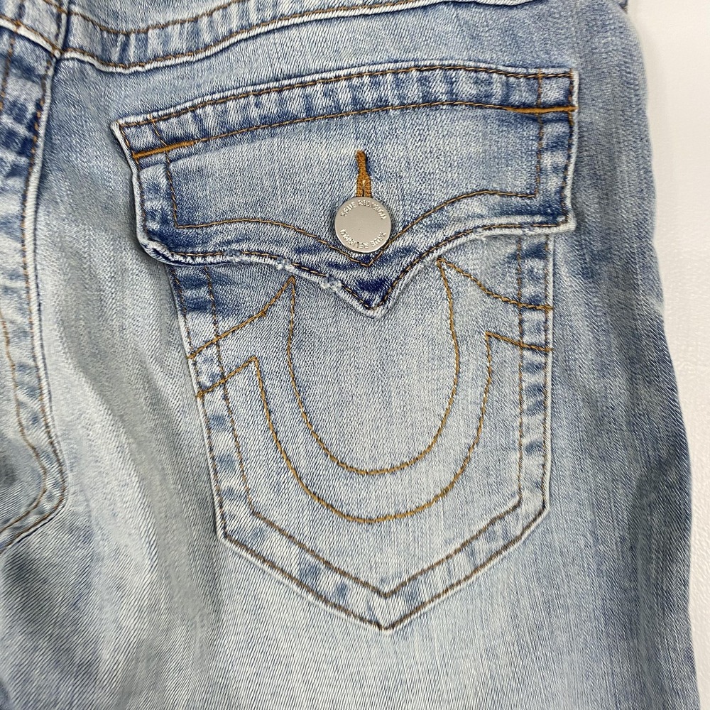 True Religion Geno Jeans Mens 31Wx33 Light Wash Slim Straight Denim Stretch - Picture 6 of 16